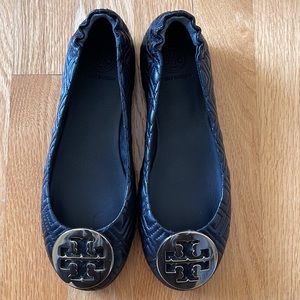 Tory Burch Black Quilted Minnie Ballet Flat